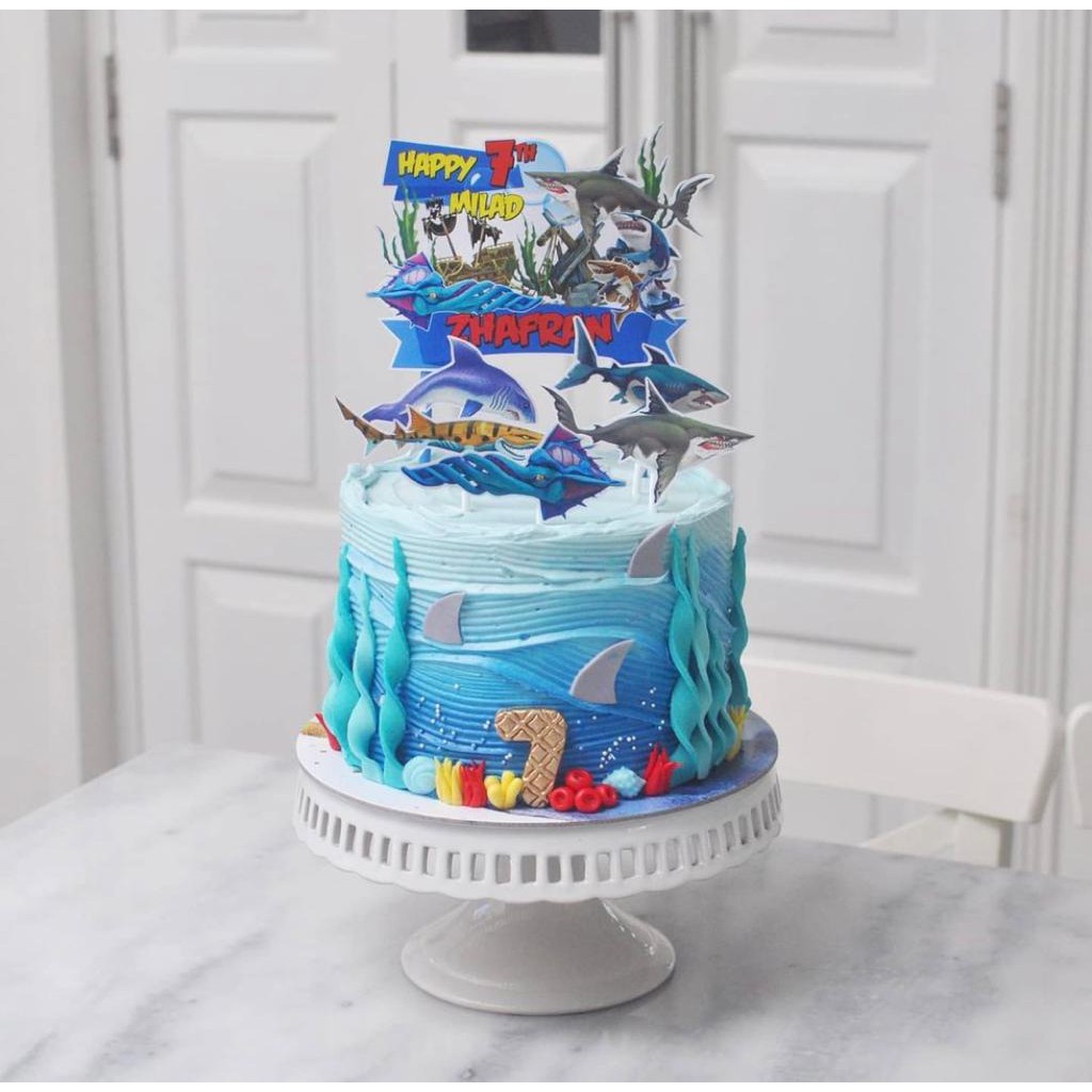 Hungry Shark Topper Cake Birthday / Hiasan Kue Ulang Tahun