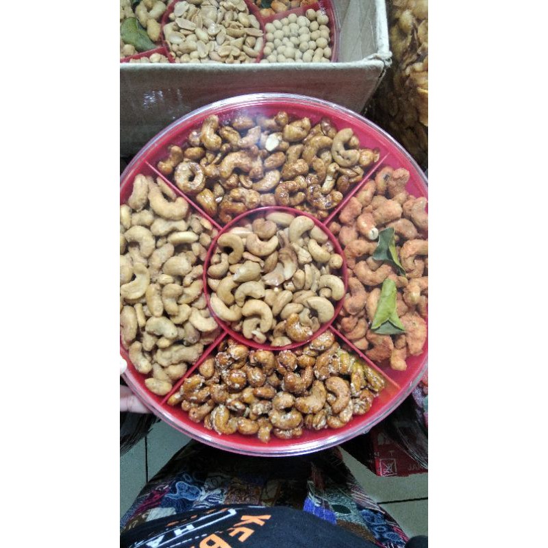 

Paket Parcel Toples Wadah Kacang Mede / Mete 1000 gram 5 varian