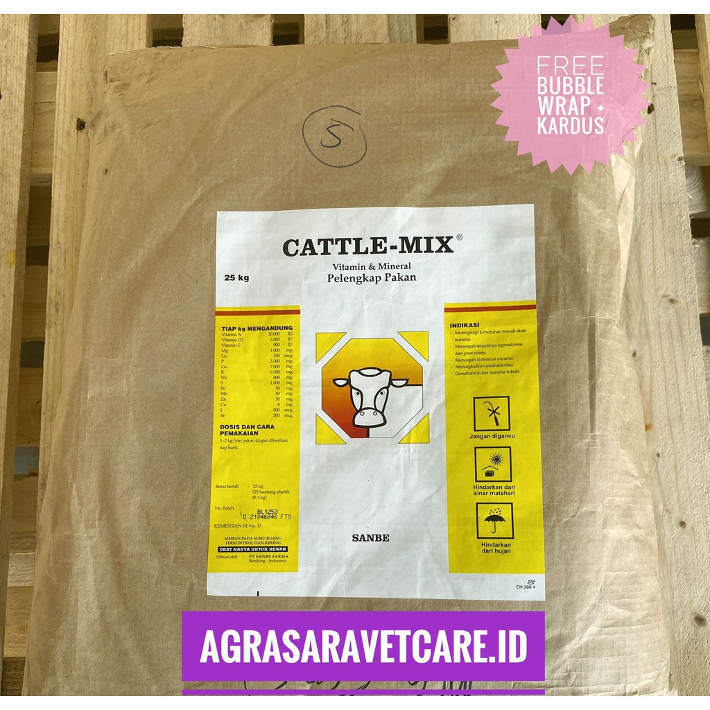 Premix Cattle Mix 25 KG/ 1 zak- PREMIX penggemuk Sapi Kambing Hewan Ternak premix cattle mix sanbe