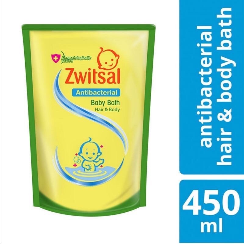 Zwitsal Natural Baby Bath 2-in-1 Hair &amp; Body Antibacterial Pouch 450ml
