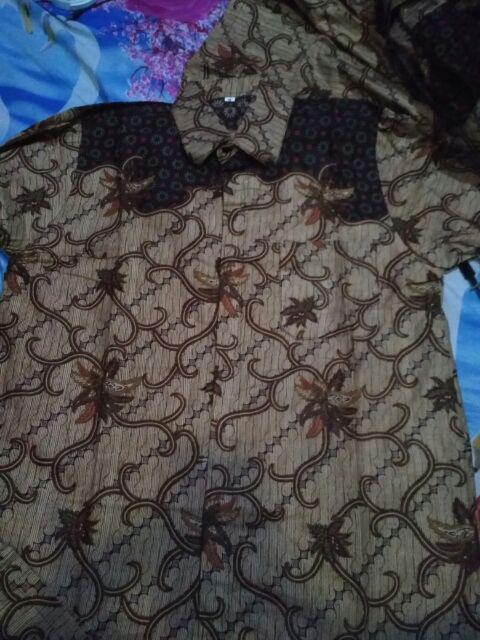 Kemeja Batik Lengan Panjang 021 Risna Batik Hrb026 Hem Batik Murah Seno Sogan Bakung Padi Manggar