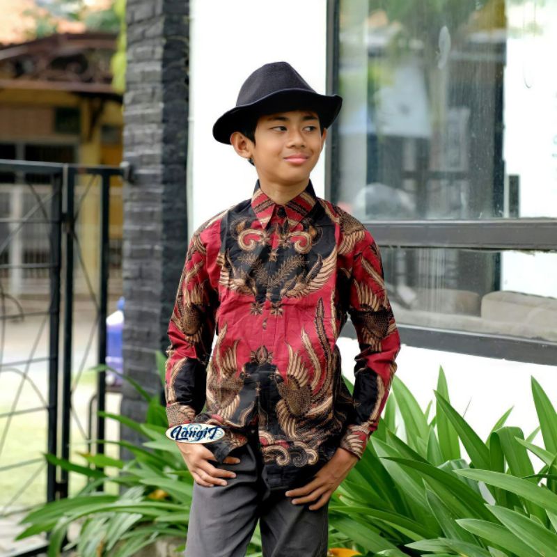 Baju batik anak laki-laki lengan panjang umur 2-13 tahun bisa buat sekolah hari batik