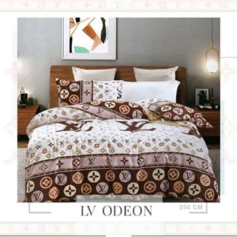 Seprei katun ukuran 120*200*20 motif LV Odeon bahan katun lokal