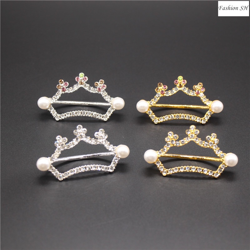 Bros Bentuk Mahkota Bahan Alloy Dengan Mutiara Untuk Scarf M40248