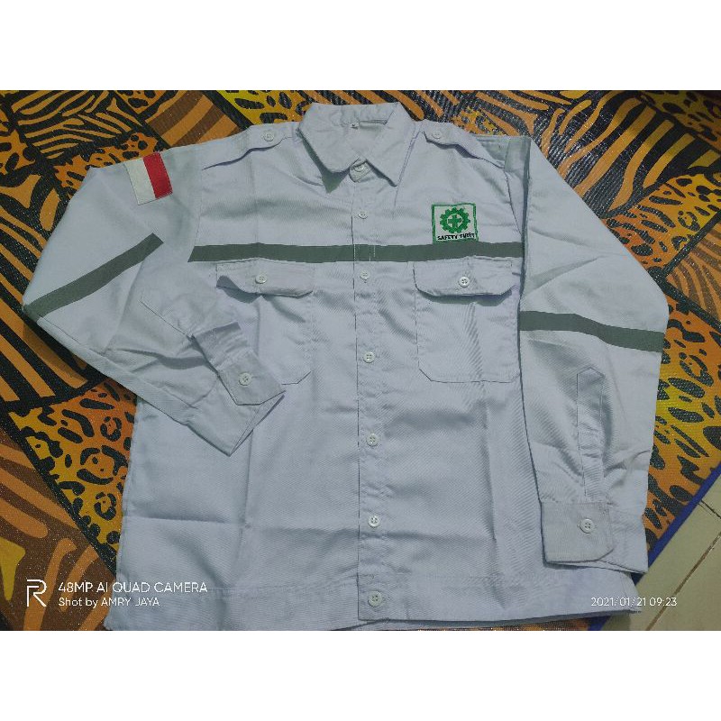 BAJU SAFETY ATASAN WEARPACK /PROYEK/KERJA LENGAN PANJANG WARNA ABU² ( AMRY JAYA SURABAYA )