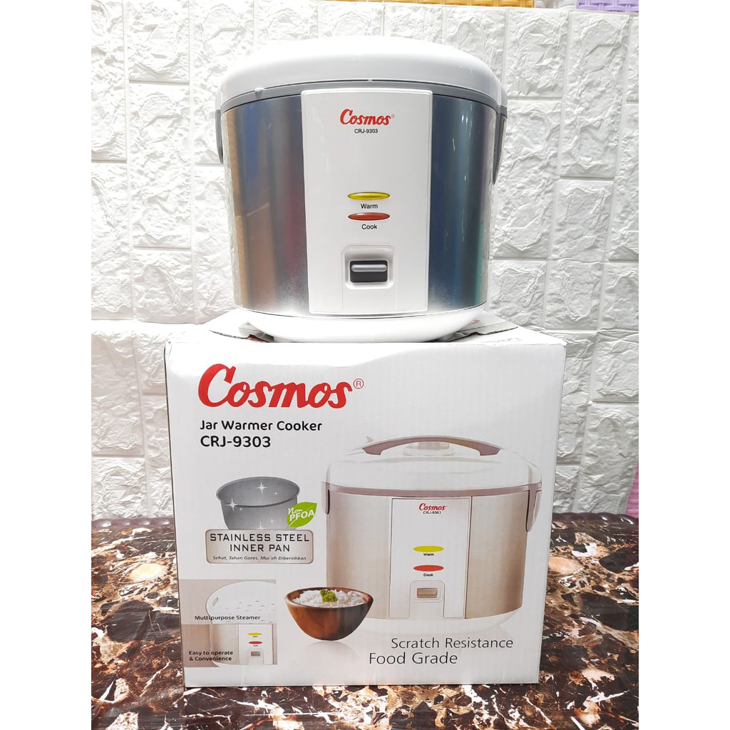 COSMOS Magic Com CRJ 9303 Anti Lengket / Rice Cooker kosmos Stainless / Penanak nasi Mejikom SS