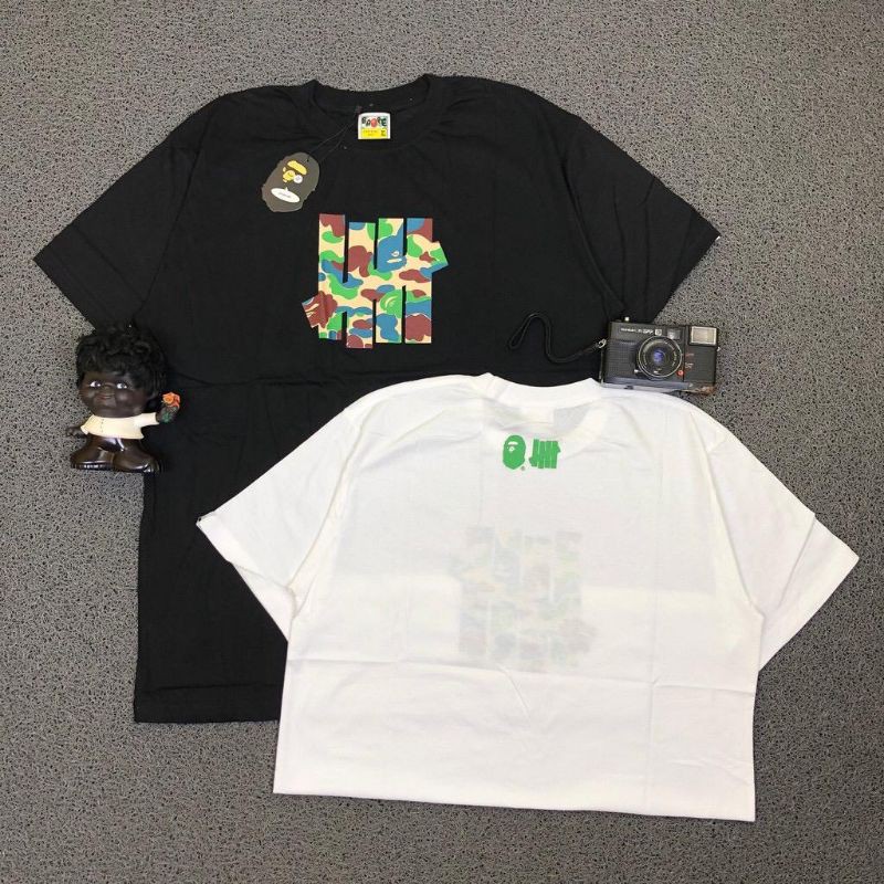 TSHIRT KAOS BAJU A BATHING APE BAPE X UNDEFEATED C CAMO 5 STRIKE HITAM / PUTIH IKE ORI