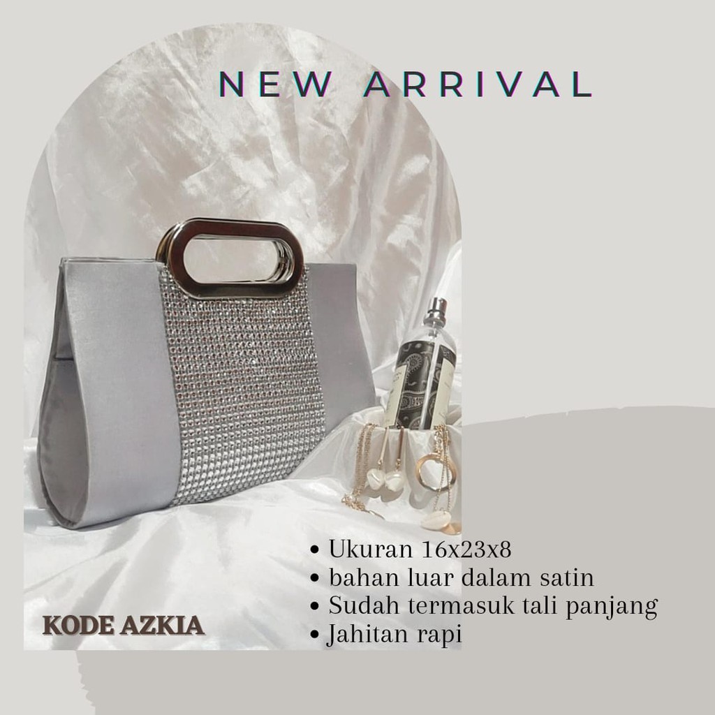 TAS SATIN AZKIA MODEL CLUCTH DAN SELEMPANG BAHAN SATIN HALUS TRENDY