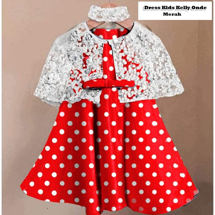 Dress Kids Kelly onde /Promo DIskon Dress Fashion Anak/Terusan Dress Casual Anak+ FREE Bando/ Gaun Pesta Anak Usia 1 - 4 Thn