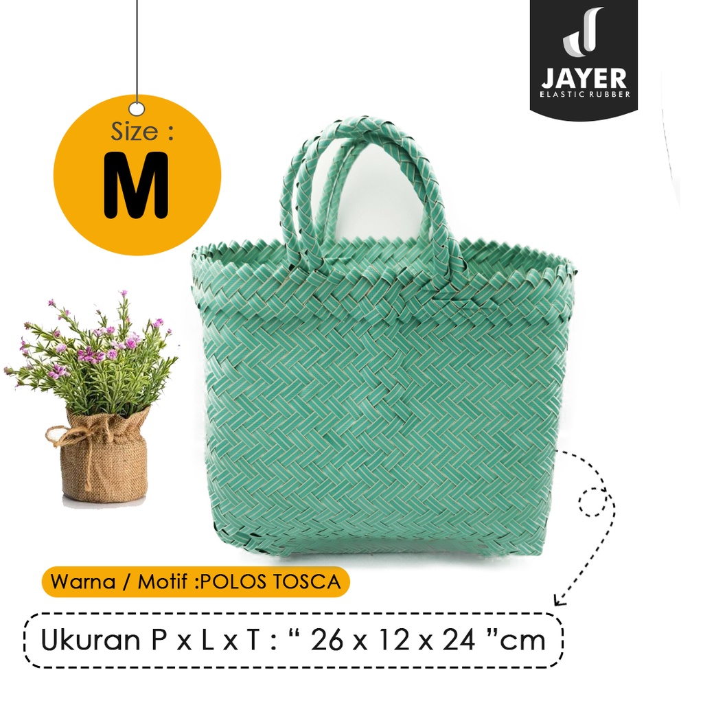 Tas anyam Plastik  PVC Sedang Model Polos Tas anyam Belanja Hampers