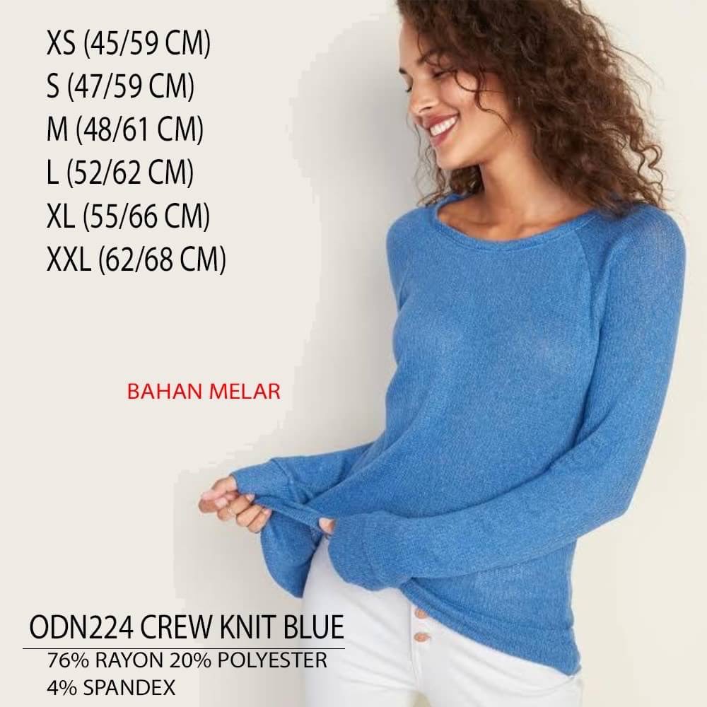 Kaos Lengan Panjang Wanita Old Navy 224 Crew Knit Blue