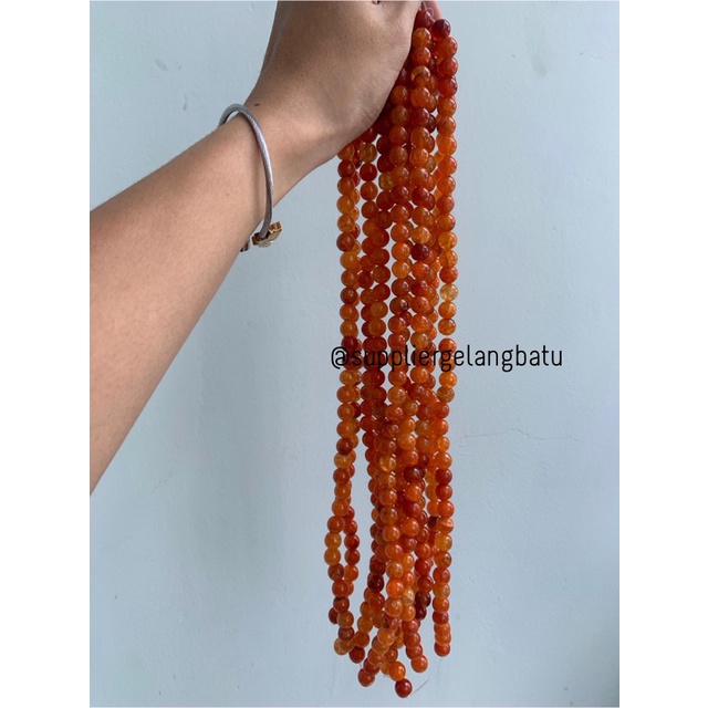 bahan carnelian orange muda serat 10mm oren aksesoris gelang kalung craft kerajinan tangan fashion week citayam