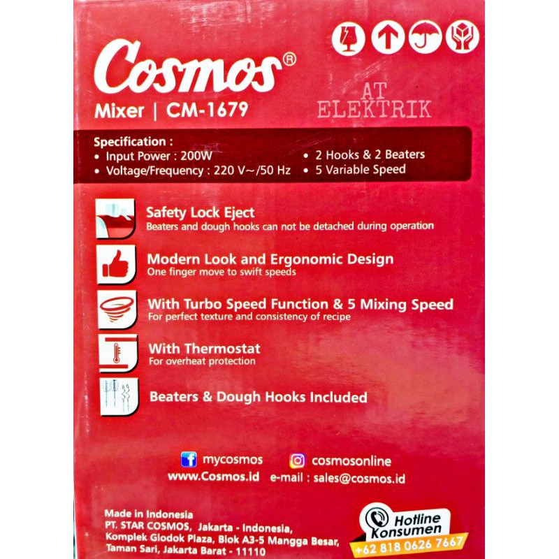 Mixer COSMOS / Hand Mixer / Mesin Pencampur Adonan COSMOS CM - 1679