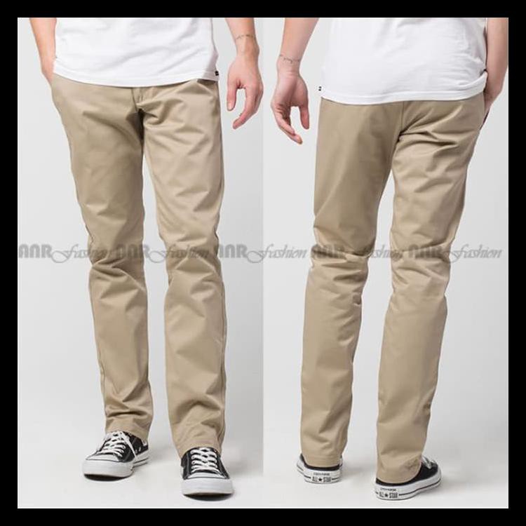 Celana Panjang Chino/Chinos/Cino Pria/Cowok - Abumuda/Hitam/Krem/Cream - Standar-Krem, S