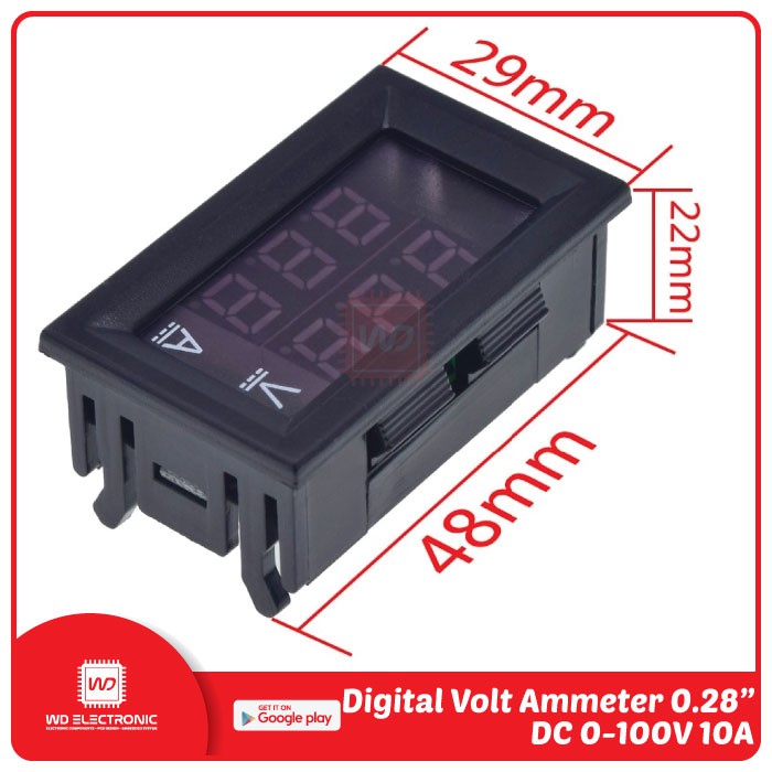 DIGITAL VOLT METER AMPERE METER DC 100V 10A VOLTMETER AMMETER 100V 10A