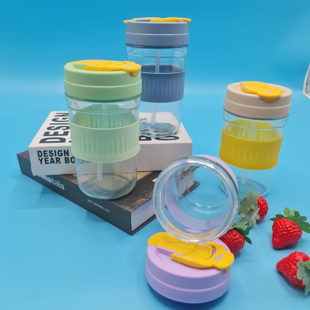 BOTOL MINUM KACA UNIK 500ML BPA FREE