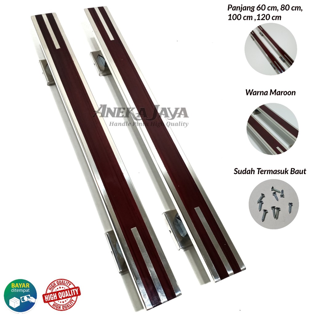 Handle Pintu rumah panjang 60 cm 80 cm 100 cm 120 cm  Tarikan Pintu / Gagang Pintu rumah coklat tua