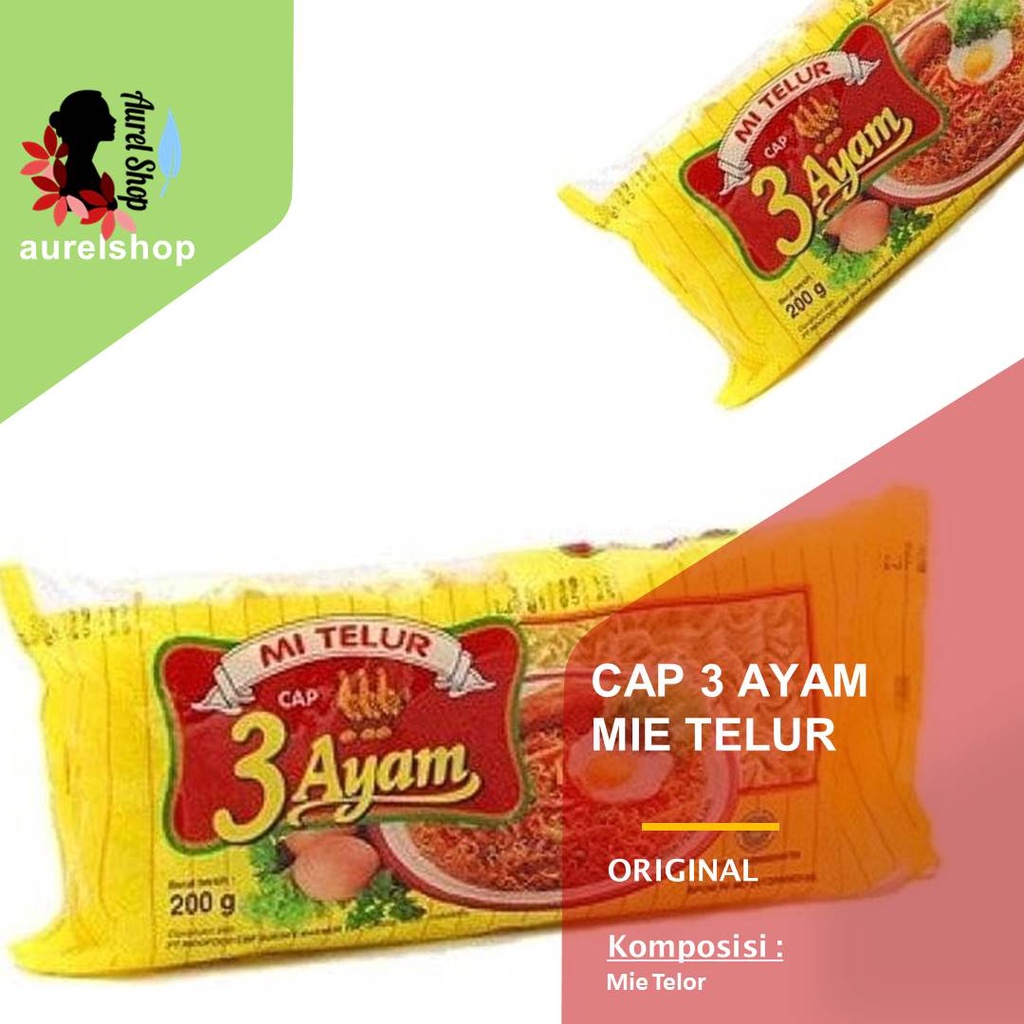 

CAP 3 AYAM Mie Telor Mi Telur kemasan @200 gram x 20 pcs