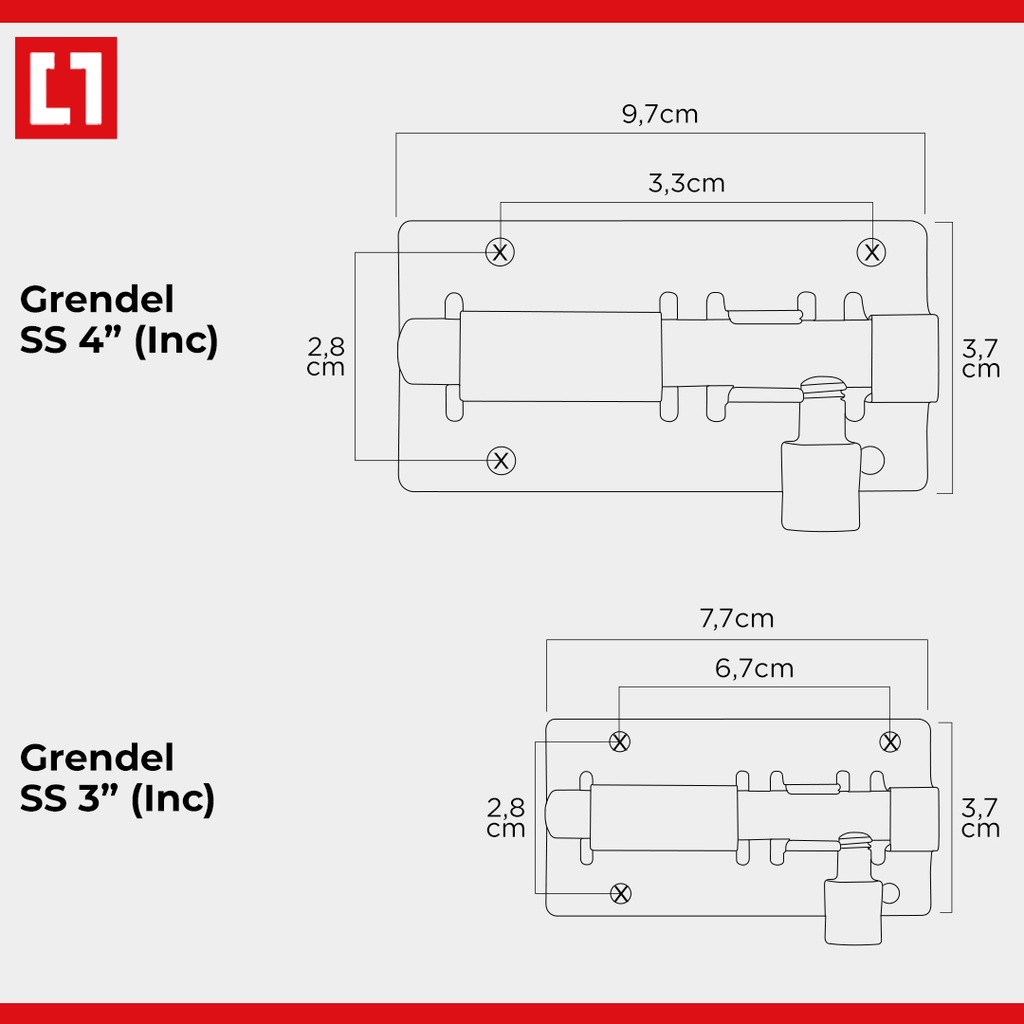 Grendel Stainless Slot Pintu Jendela Tebal Berkualitas 4 Lubang