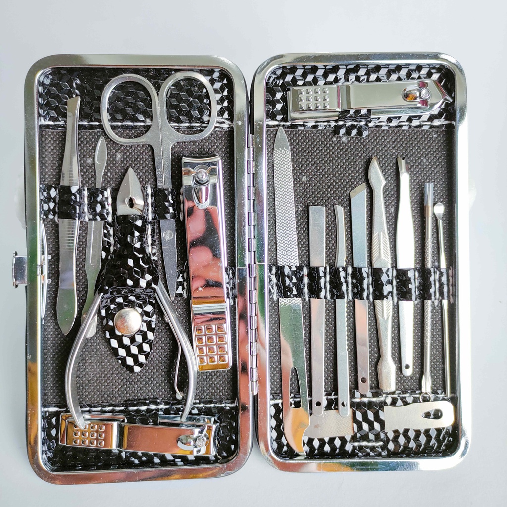 Gunting Kuku Set 16 Pcs Perawatan Kuku Nail Art Menicure Pedicure Stainless Steel