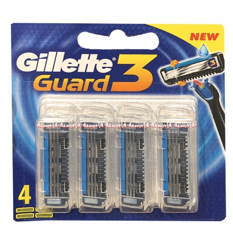 Gillette Guard 3 3Blades Refill 4pcs Pisau Cukur Gilete Pria Biru Gillte Isi Ulang