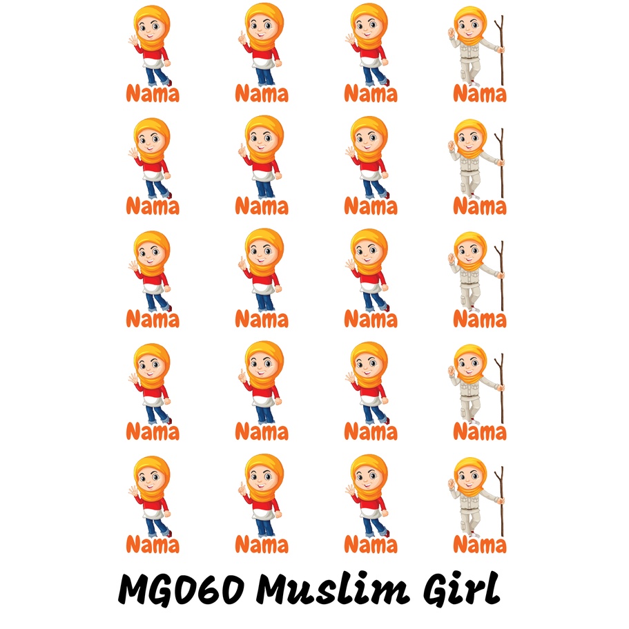 

Sticker Nama Cutting Label Waterproof Tahan Air Muslim Girl 60 (MG060)