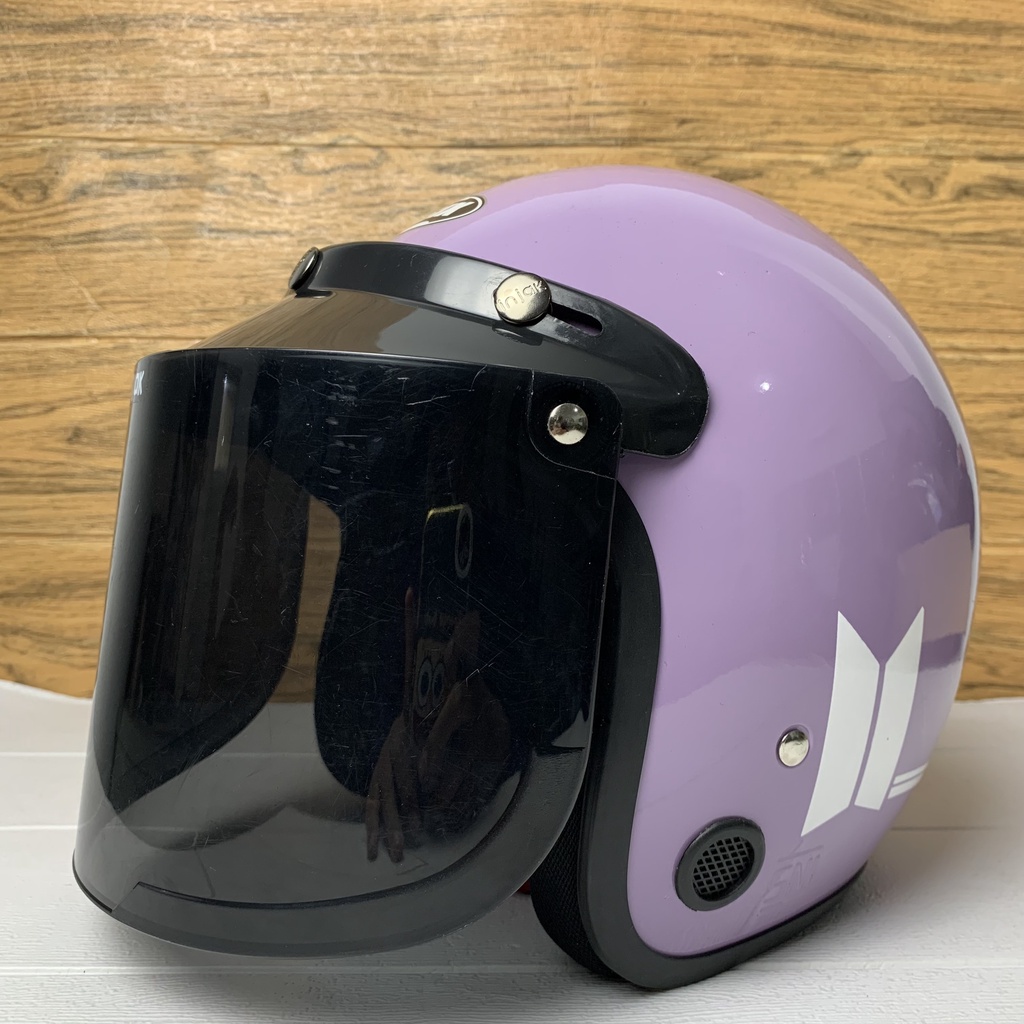 Helm Bogo Dewasa Wanita Pria Cewek Cowok Motor Sni Helem Retro Cod Purple Lilac