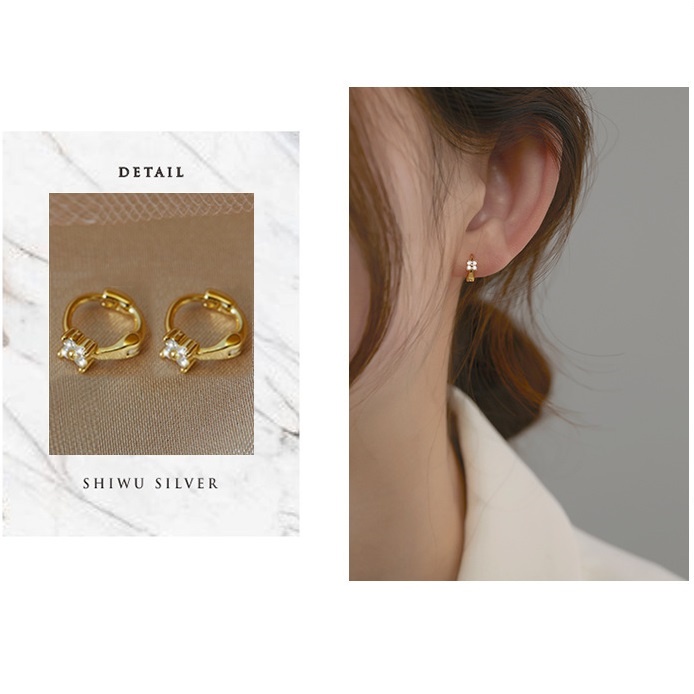 Anting Hoop Kristal Zircon Gaya Korea Untuk Wanita