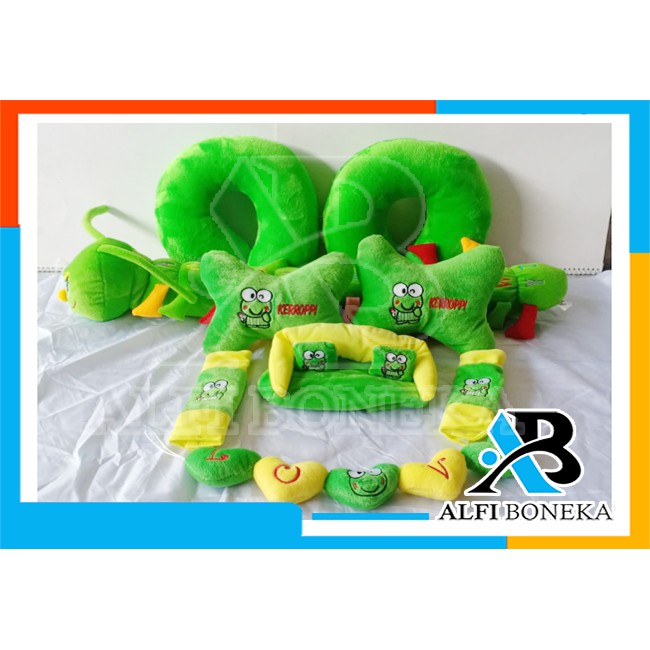 Paket Bantal Mobil dan 2 bantal leher - Bantal sandar Mobil set murah - bantal mobil 9in1 boneka