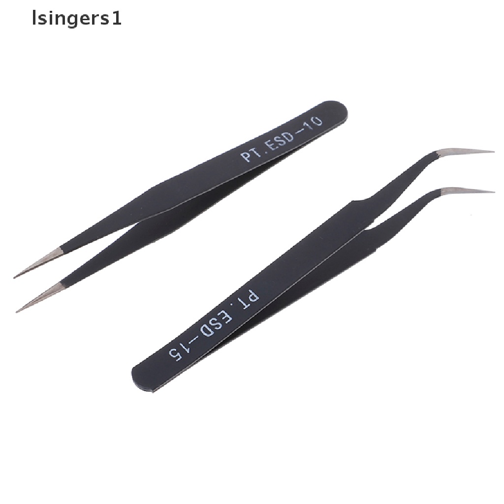 (lsingers1) 1pc Pinset Ujung Lurus / Lengkung Bahan Stainless Steel