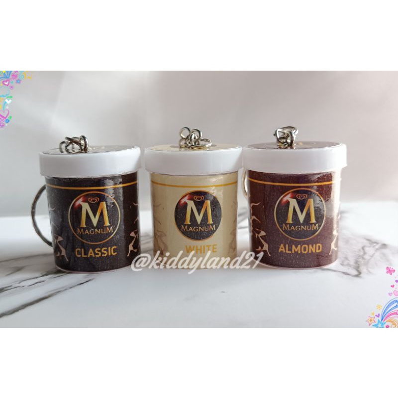 (Minimal 4 biji) Gantungan Kunci Unik Miniatur Ice Cream Cup-Magnum