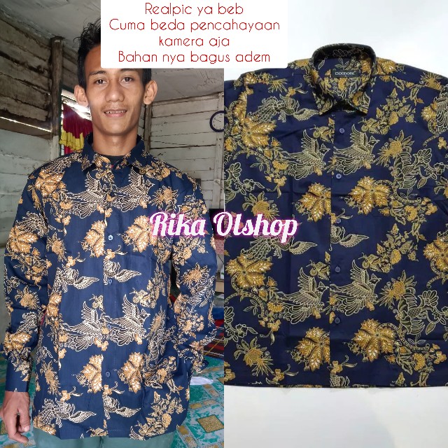 Kemeja Batik Pria Lengan Panjang Bl27 Katun Motif Modern Dixmont Semi Slimfit Premium