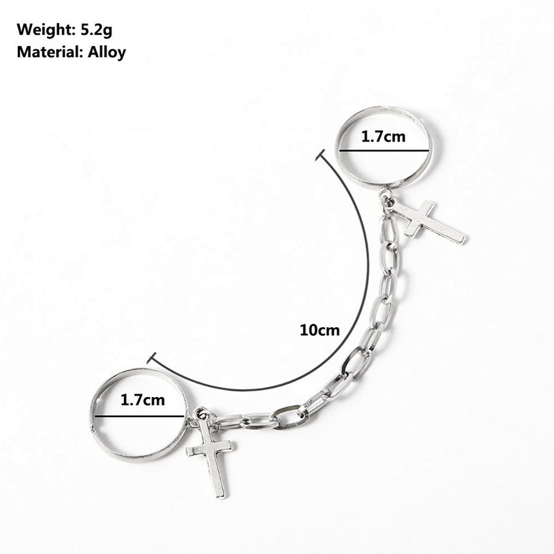 Cincin Model Terbuka Desain Rantai Silang Warna Silver Untuk Wanita