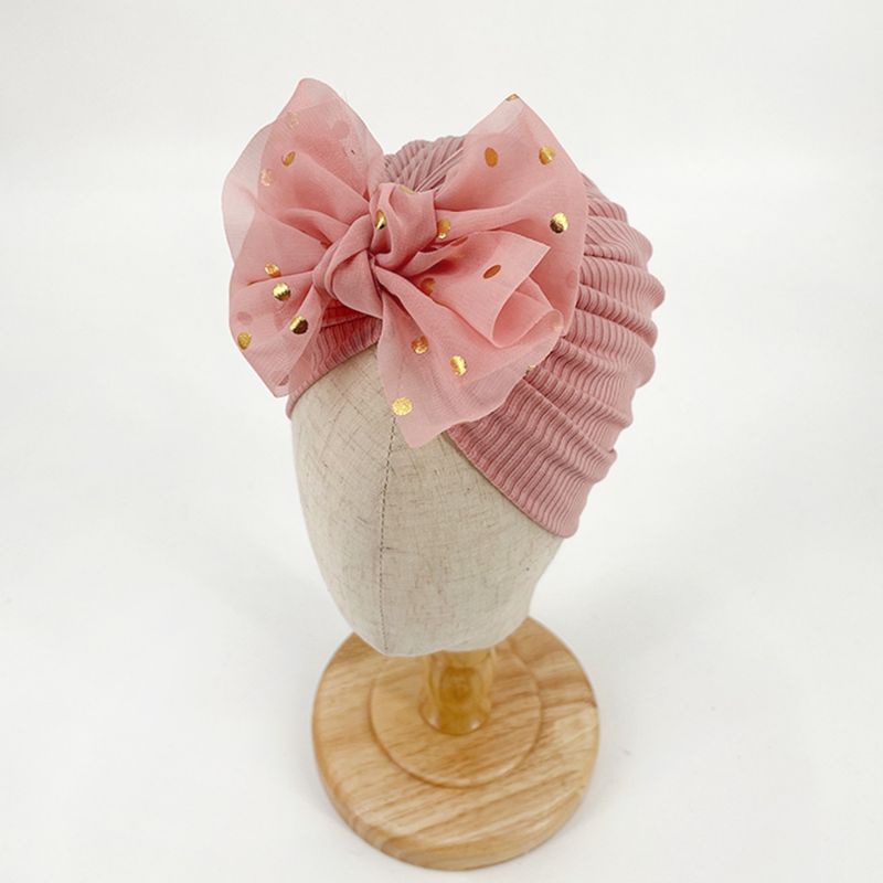 (Pimenova) Turban Anak Bayi Pita Polka 0-3 tahun - Bandana Bayi Perempuan - Ciput Bayi-pink