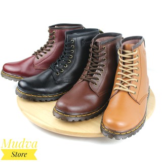  Sepatu  Boots Docmart  Wanita Model Simple Kulit Asli 