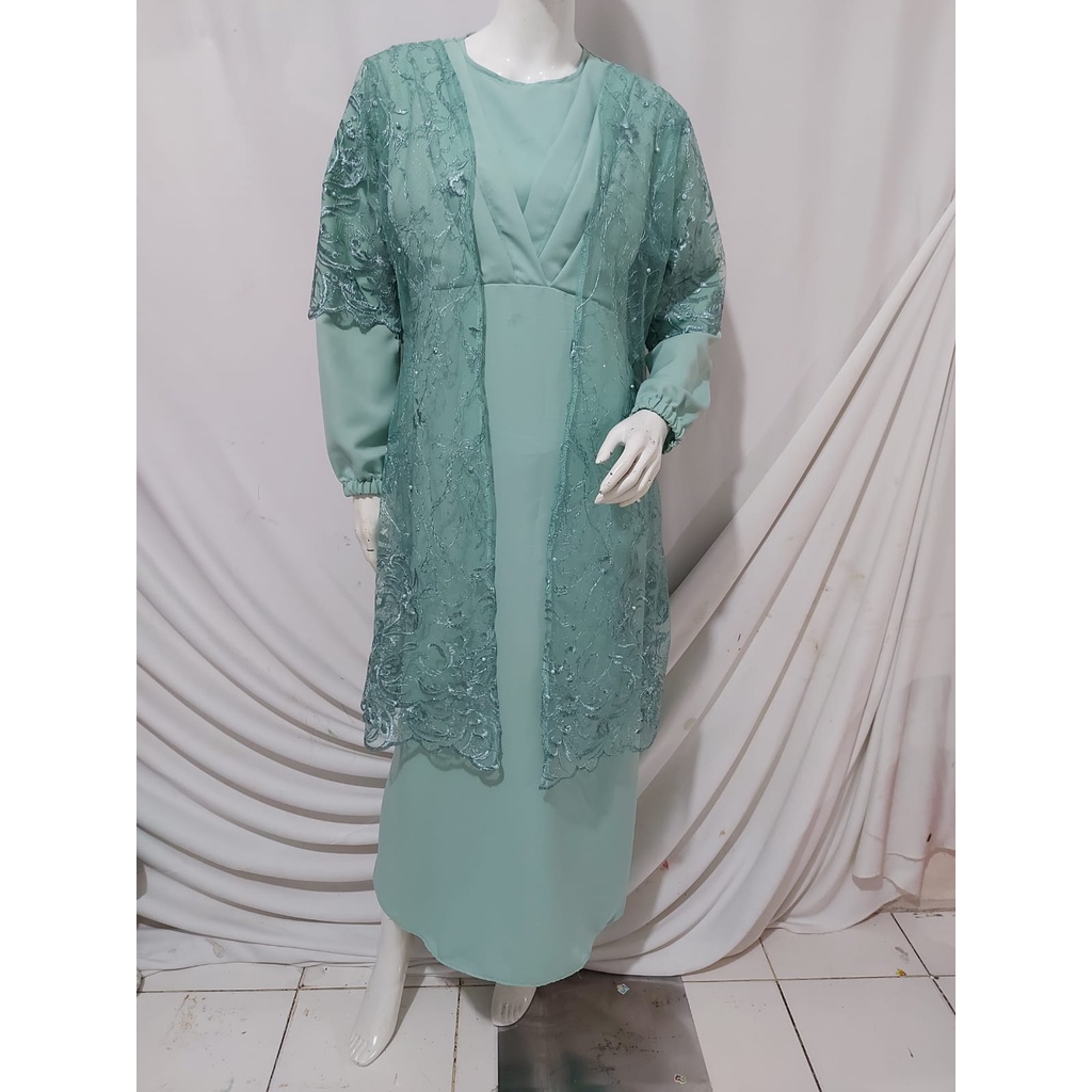 [ NEW ] Alveena Dress Kondangan Dress Bridesmaid Gamis Brukat Pesta Mewah Elegan Kondangan Gamis Outer Gamis Blezer Gamis Set