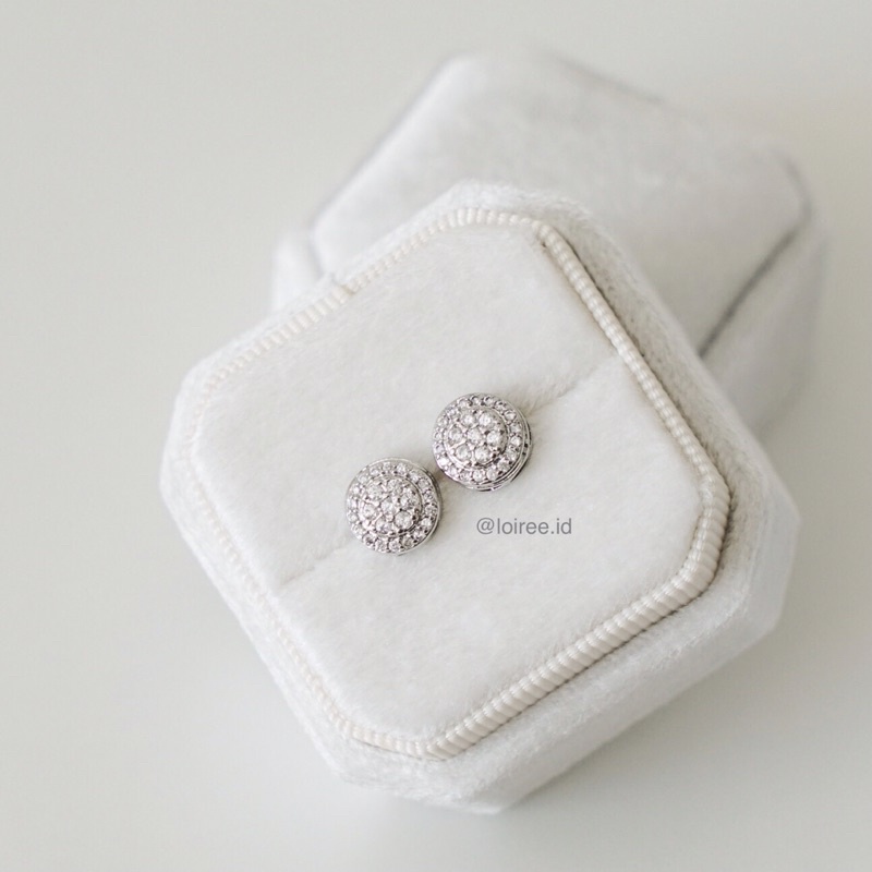 JULIA | Luxe Collection - Zirconia Round Halo Daily Stud Earrings - Anting Tusuk Wanita