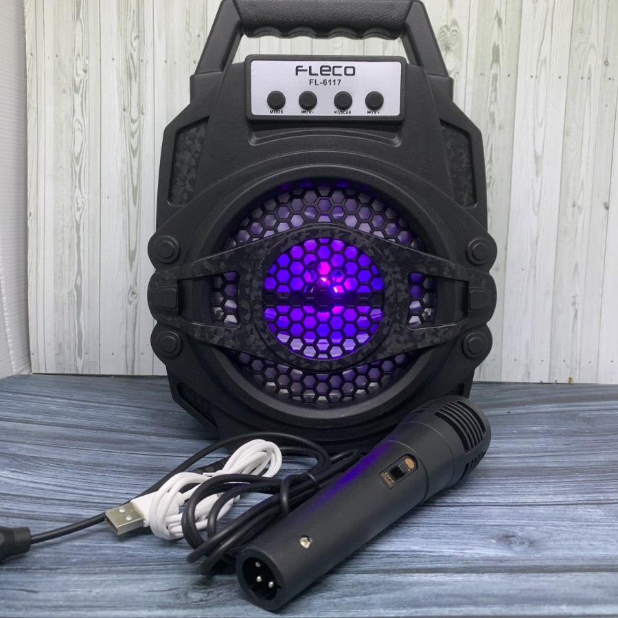 Speaker Bluetooth Karaoke Fleco FL-6117 6.5Inc Radio USB/TF Card Aux Free Mic - Speaker MULTIMEDIA