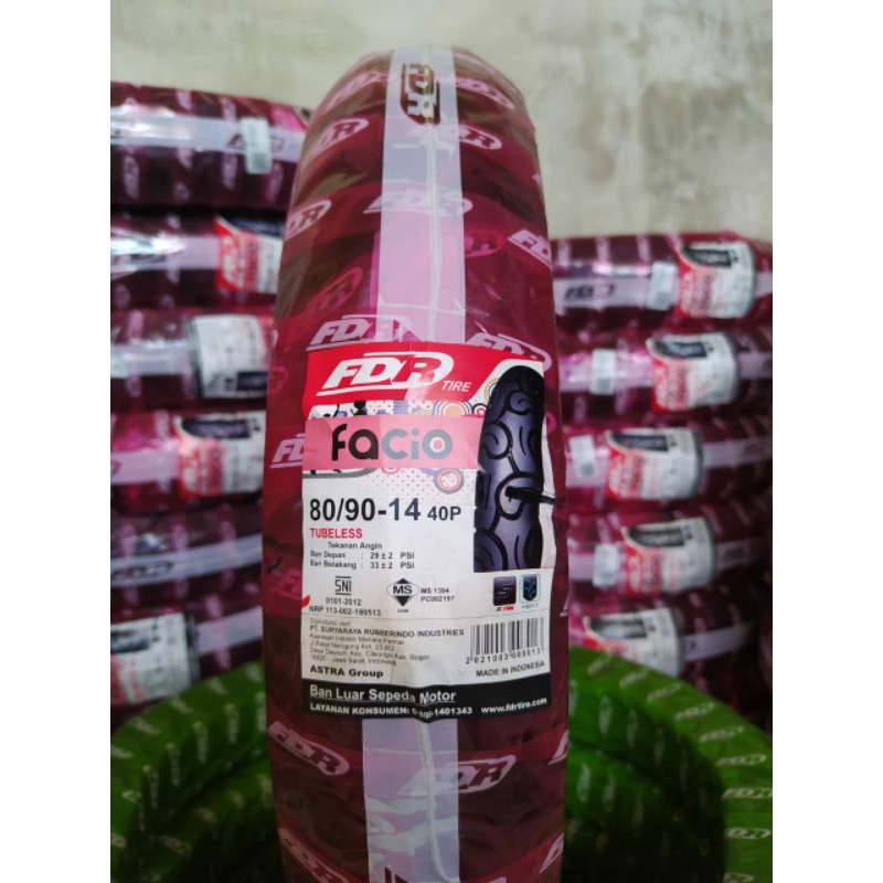 BAN TUBLESS FDR 80/90-14 FACIO free pentil besi pendek