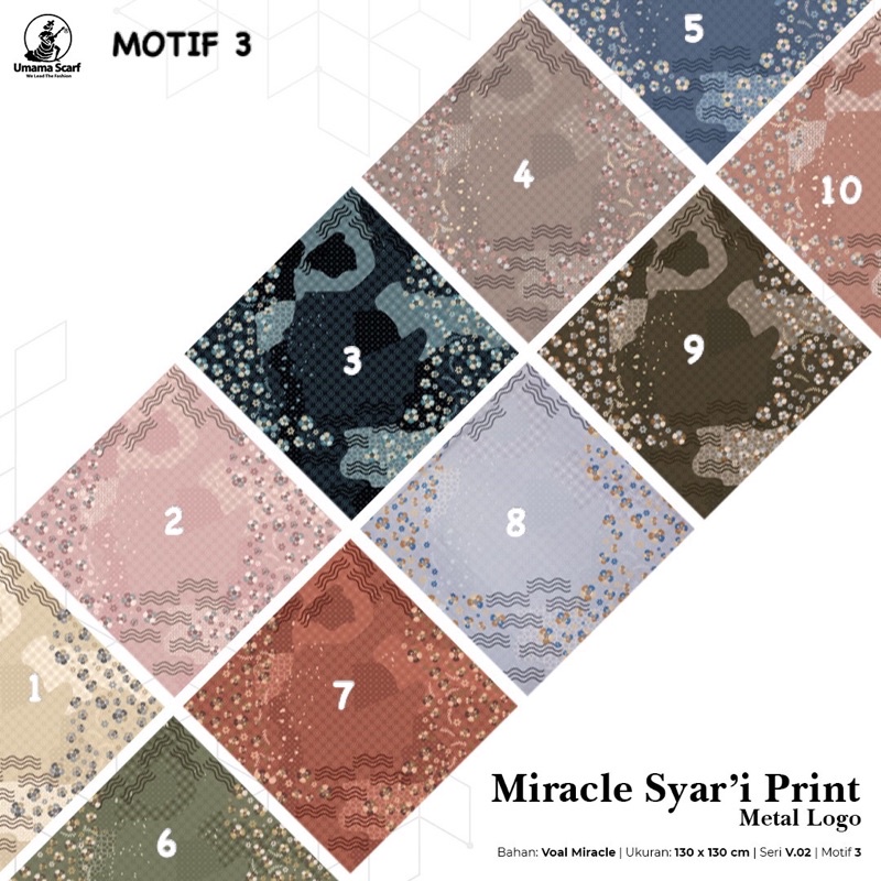 [PART 3] HIJAB SEGIEMPAT VOAL MIRACLE SYARI MOTIF LASER CUT