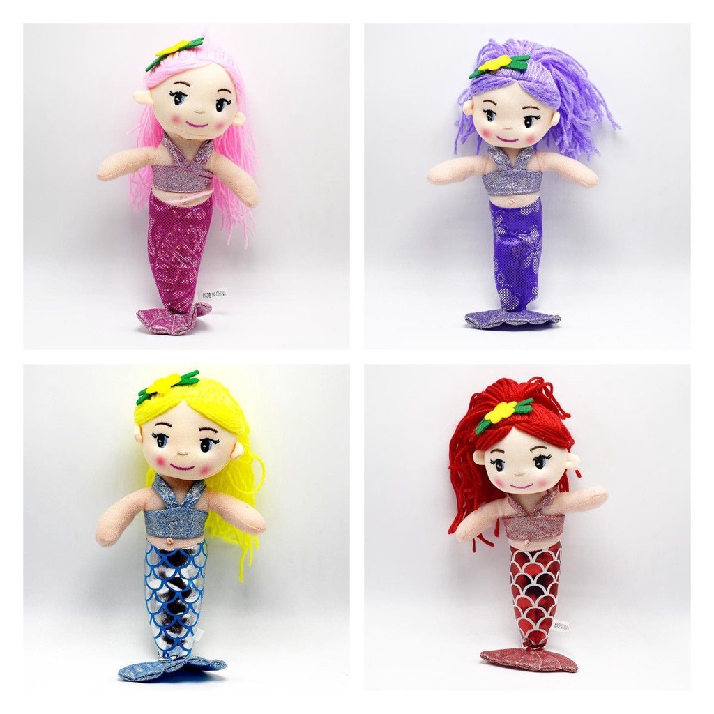 30cm Red Pink Purple Yellow Cute Mermaid Princess Plush Doll Stuffed Toy Girl Kids Birthday Gift