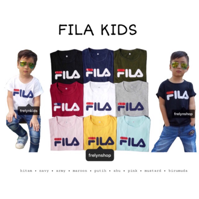 BAJU ANAK FILA  KIDS M dan S PUTIH HITAM NAVY MUSTARD ARMY 