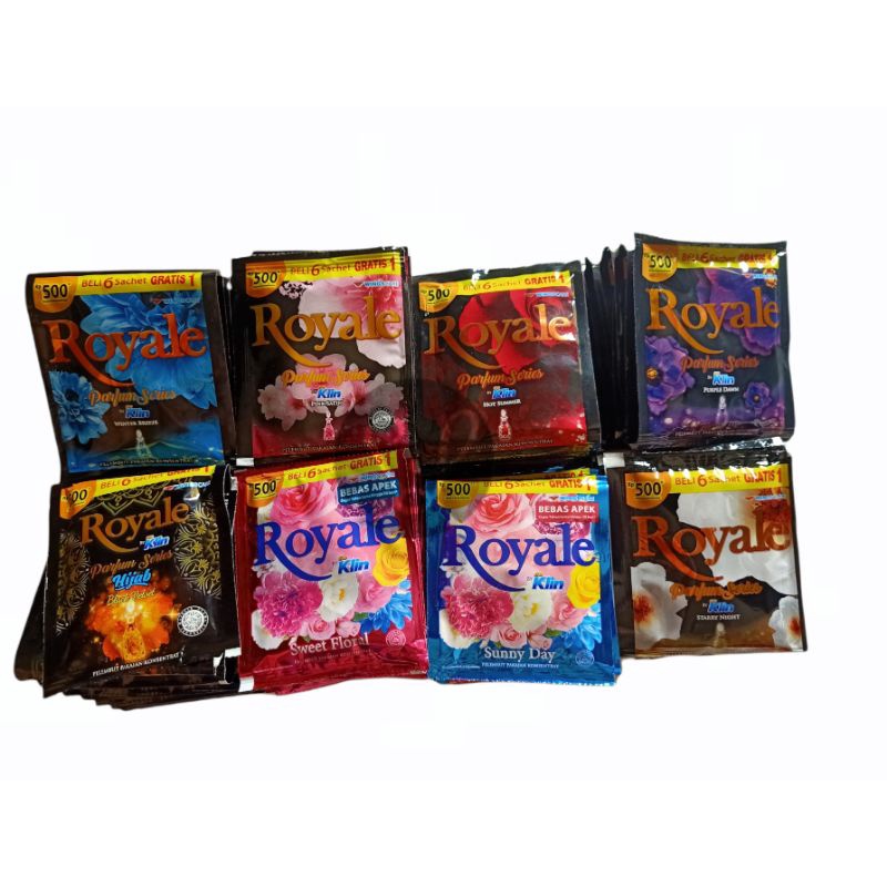 Soklin Pewangi Royale Softener Pewangi Pakaian Parfume 15ml Sachet Renceng 500an Royale Renteng Isi 12pc Sachet