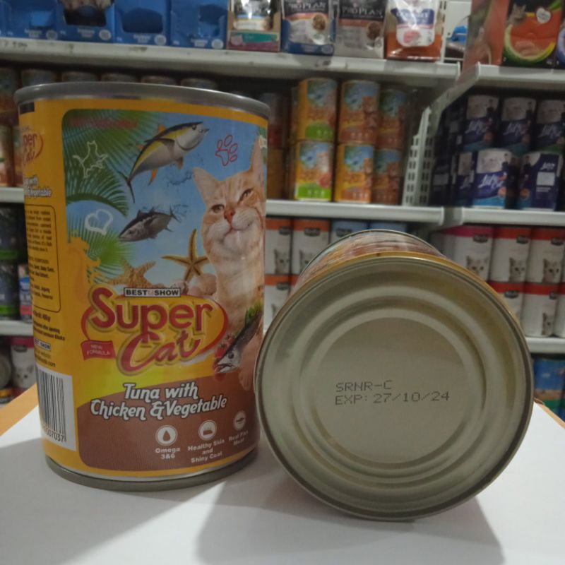 Supercat Kaleng Tuna Chicken Vegetable Makanan Basah Wet Food 400g