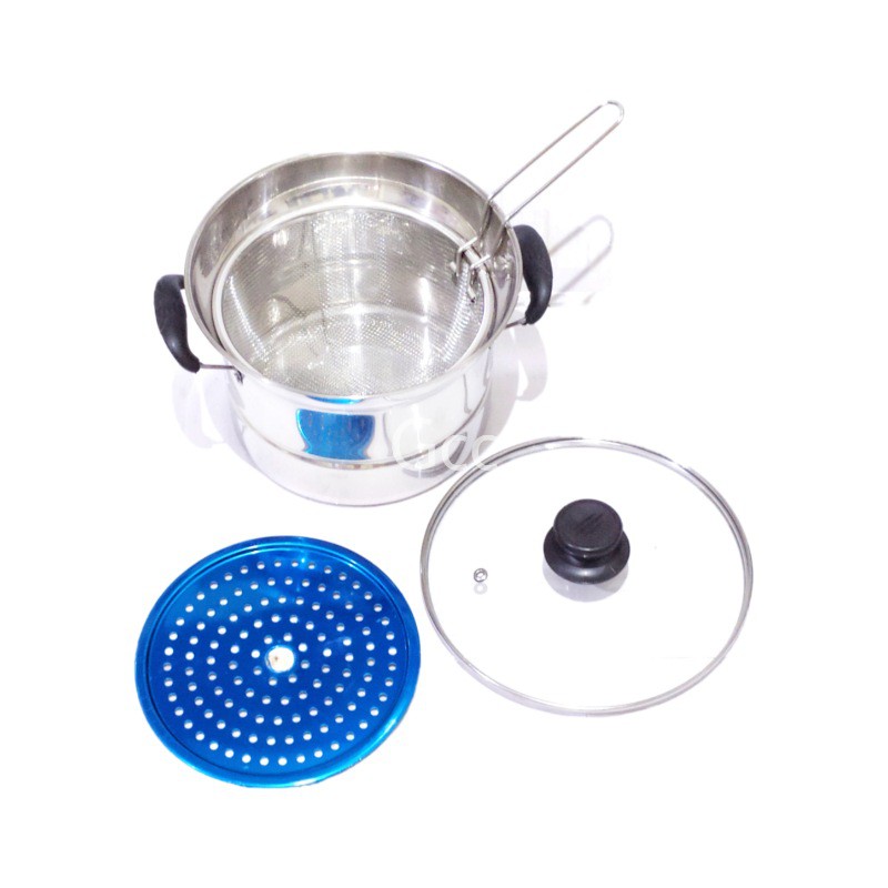 New Alat Masak Serbaguna Panci Sup 3in1 Stainless Steel Serbaguna Goreng Kukus Dan Rebus