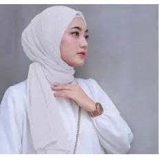 PASMINA ZIPER RESLETING DIAMOND ITALLIANO //  PASHMINA PLISKET ZIPER-Putih
