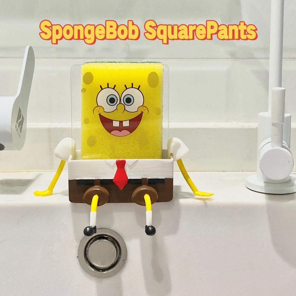 Nickolas1 Tempat Spons SquarePants Spongebob Keranjang Saringan Kecil Dengan Spons Rumah Tangga Drain Rack