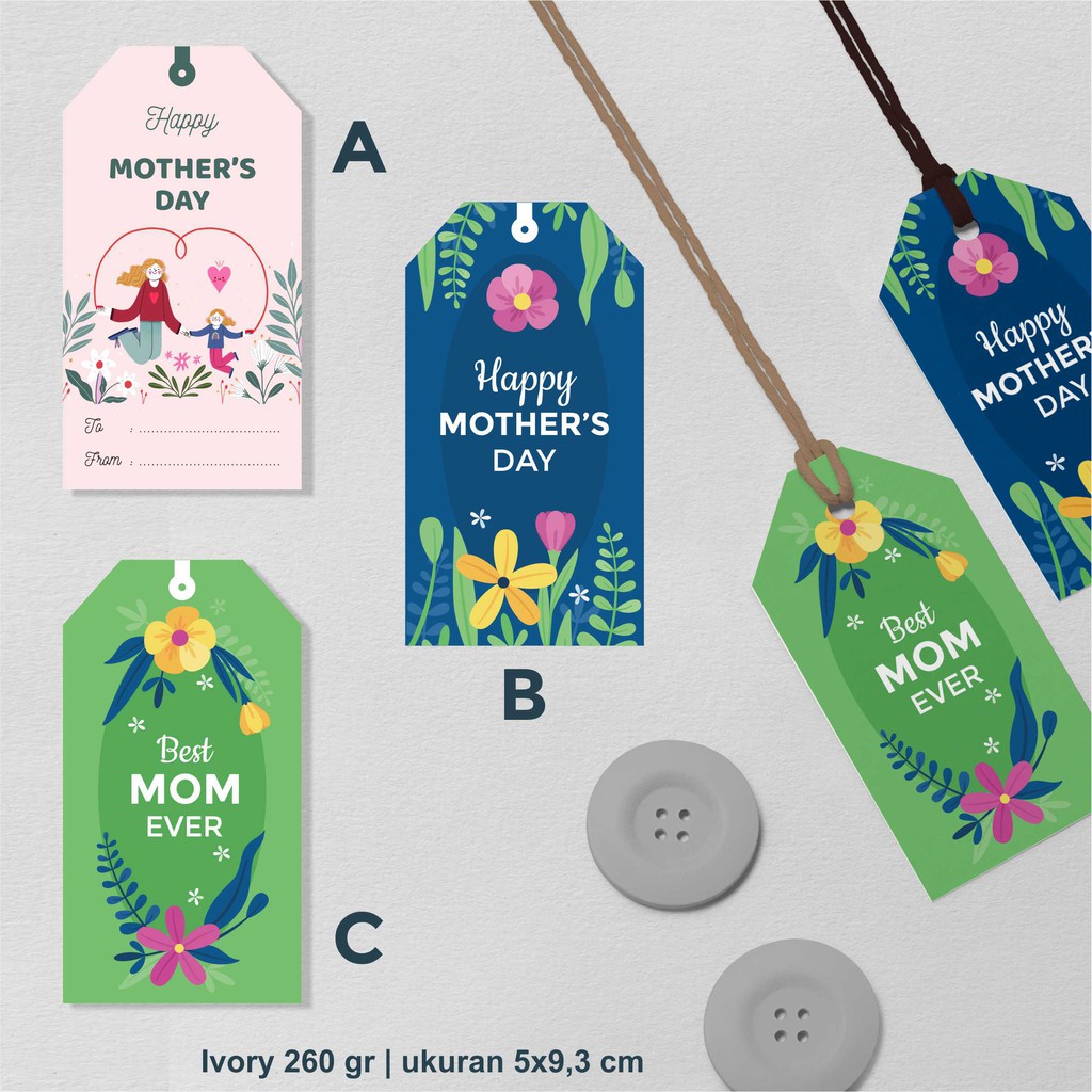 

Hang Tag/Kartu Hadiah Parcel tema Mothers Day, Hari Ibu