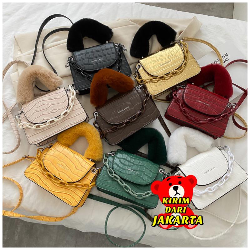 Tas Wanita Tas Batam 2901-Tas Selempang Croco Glossy Rantai Import Premium (U6N9) Tas Slempang Bahu 