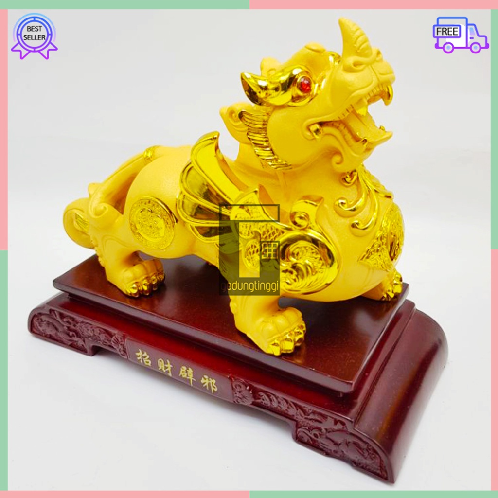 Hiasan Pajangan Patung Hadiah Kado Imlek Singa Langit Sky Kembar Samsi Batu Chi Qi Lin Cillin Chilin Cilin Kilin Qillin Hoki Lucky Luck Fengshui Penjaga Rumah Pembawa Rejeki 1 Pasang Sepasang Set Ukuran Size Small Kecil Medium Sedang Besar Buddha Budha